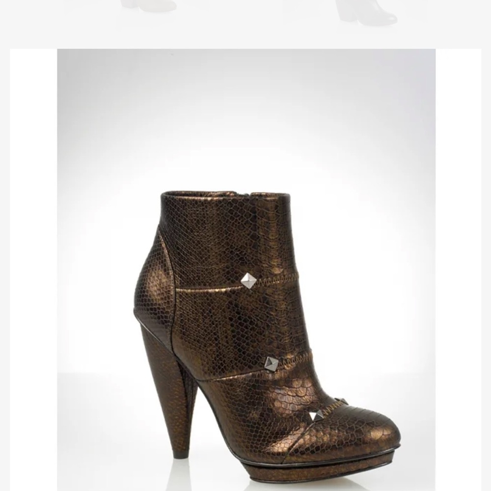 Botkier Sam Copper Brown Snake Skin Stud women's Ankle Boots